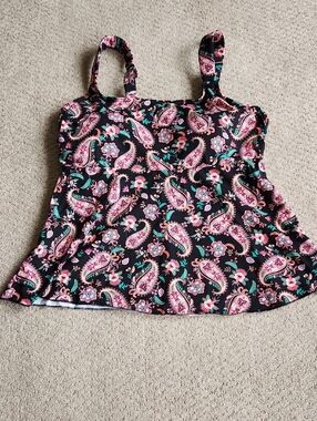 Lands' End Paisley Tankini Top Size M